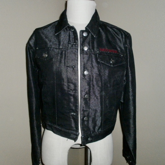 NWOT HARLEY DAVIDSON Cropped Jean Jacket - Picture 2 of 6